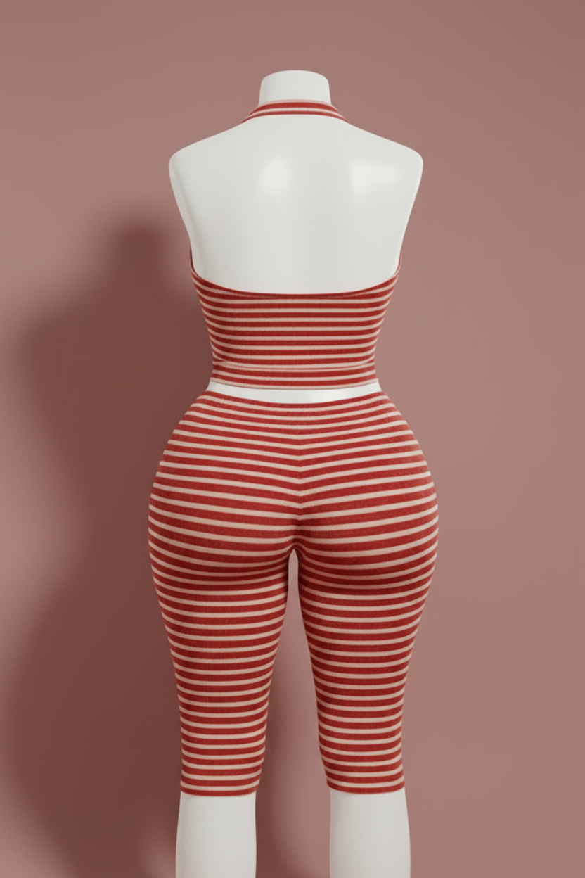 Back View Full Set — Stripes Galore Strawberry & Cream